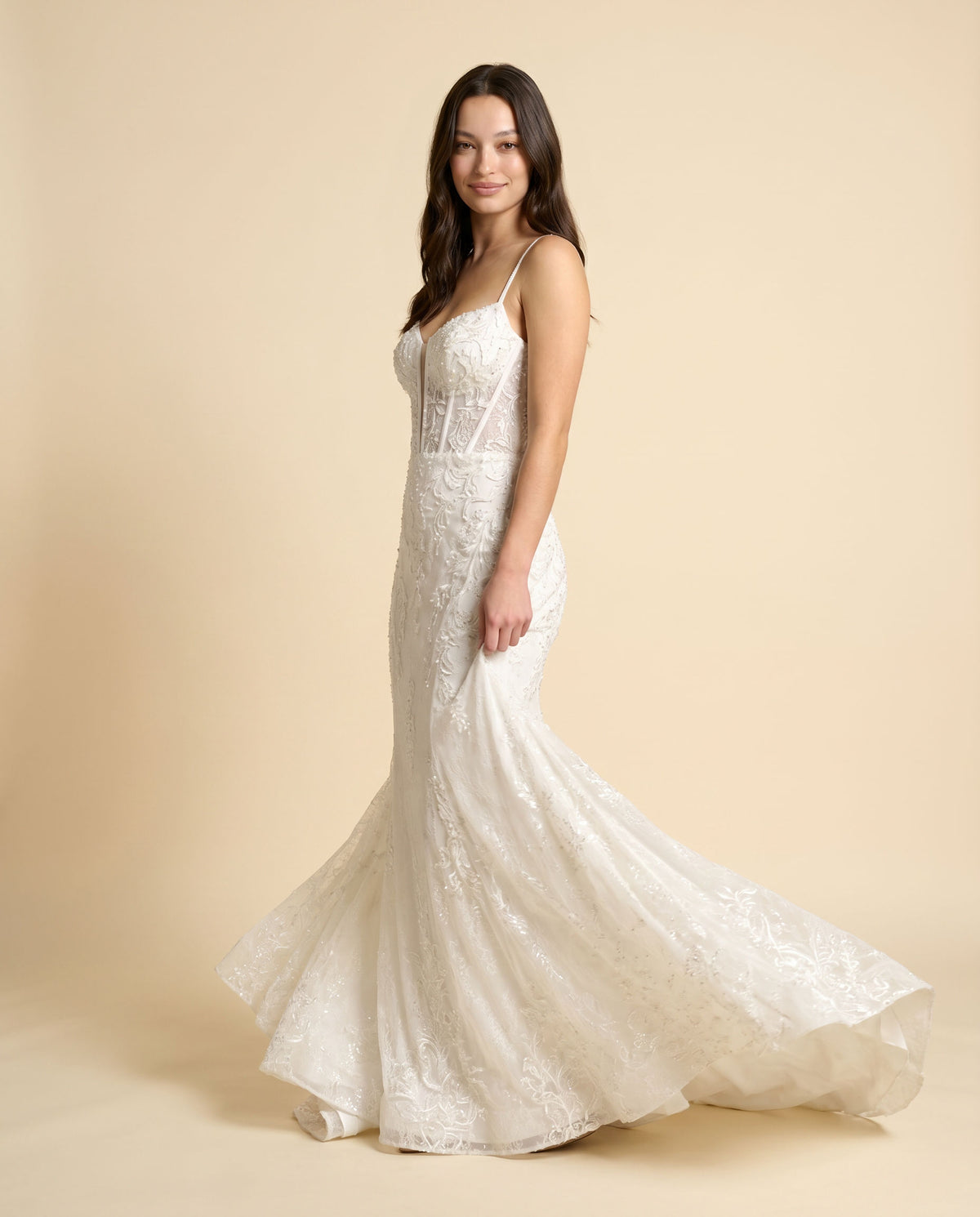 Robe Ivoire À Corset Scintillante