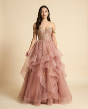 Robe Avec Tulle à Étage Dusty Rose / Gold