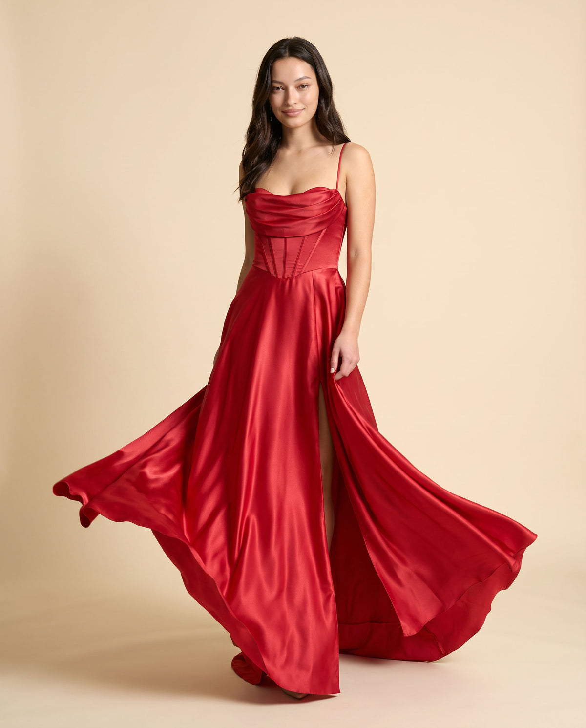 Robe en satin fluide Rouge