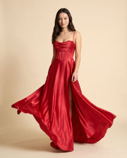 Robe en satin fluide Rouge