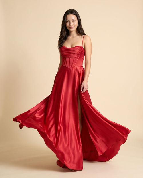 Jadore - Robe en satin fluide Rouge - Rouge