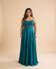 Robe Corset Fluide Sarcelle