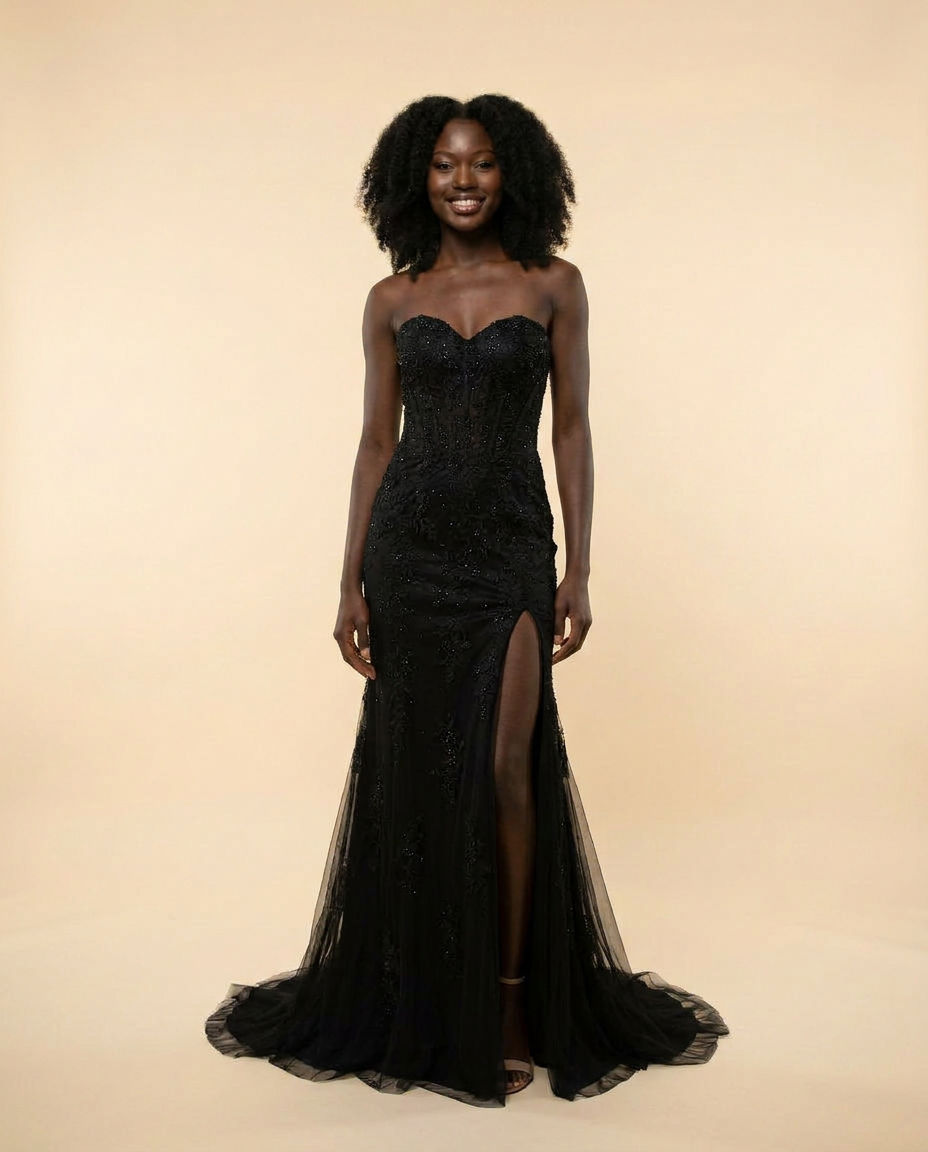 Robe Fendue Noir