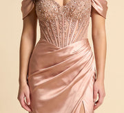 Robe Satinée Rose Or