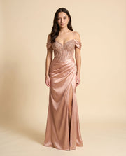 Robe Satinée Rose Or