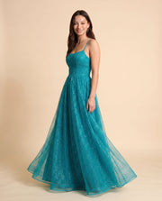 Robe Scintillante En Tulle Teal