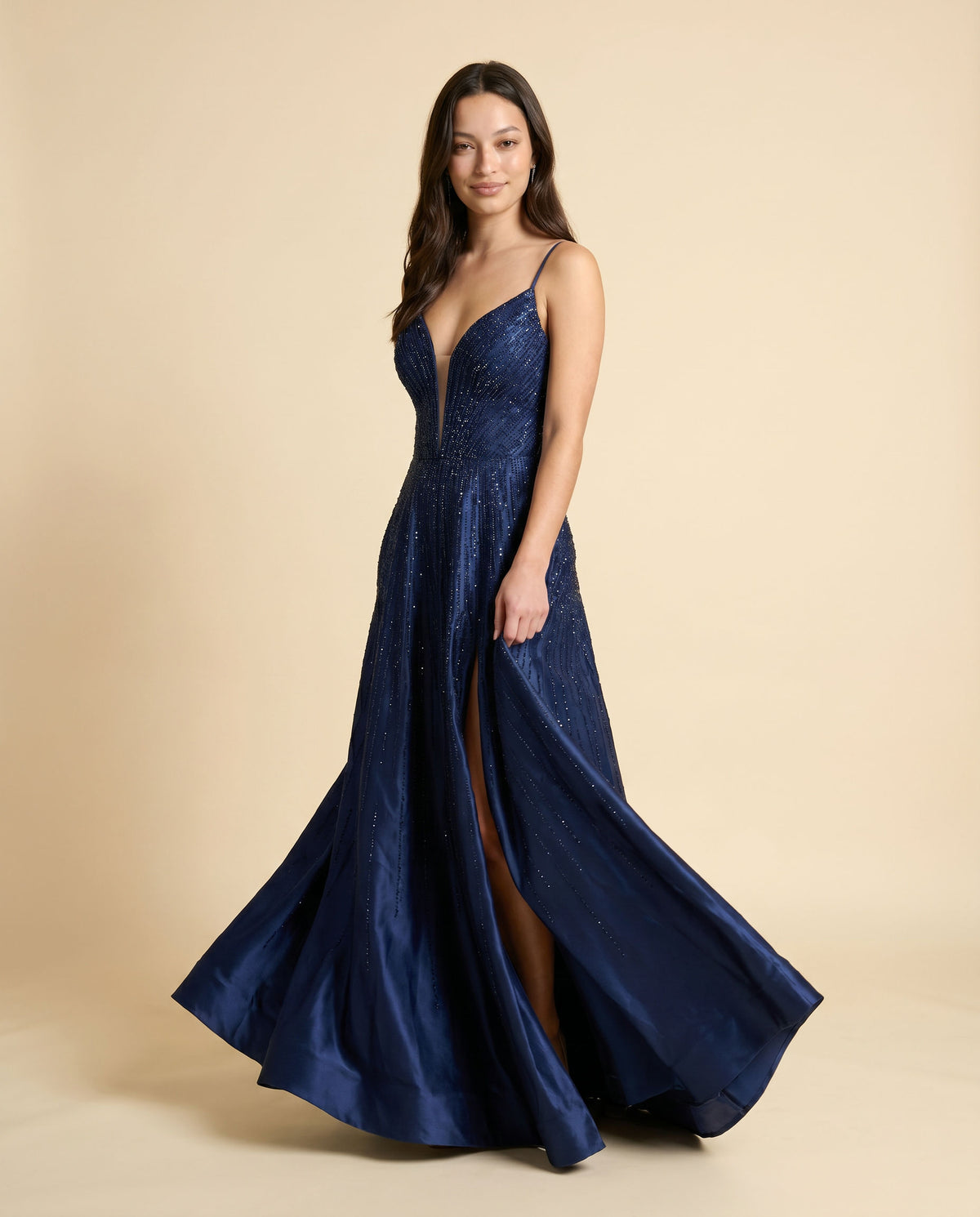 Robe Marine Brillante en A