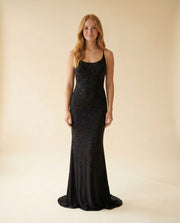 Robe Brillante Décolleté Noire