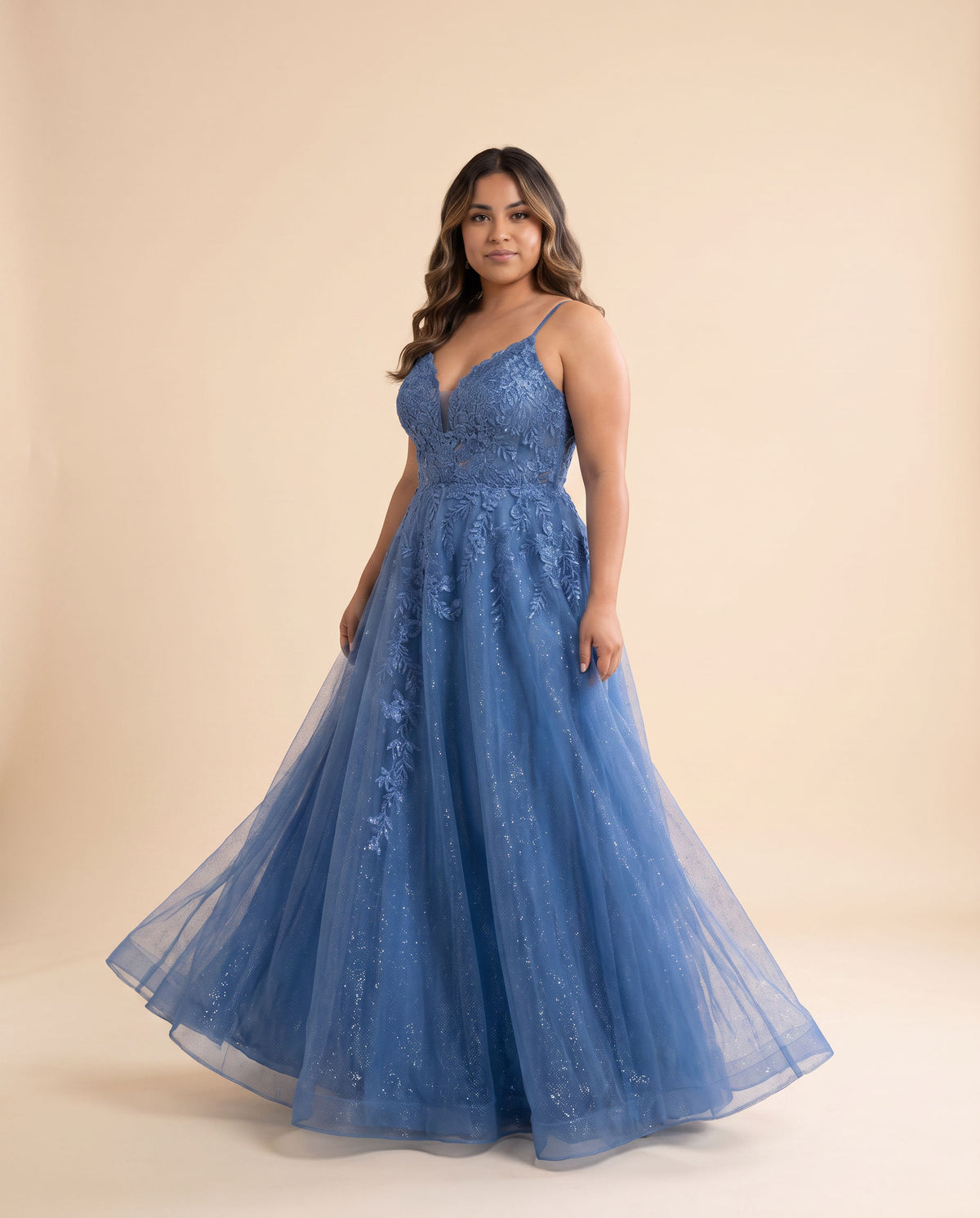 Robe Brodée Coupe En A Bleu Pâle