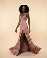 Robe Ajustée à Volants Rose Bonbon