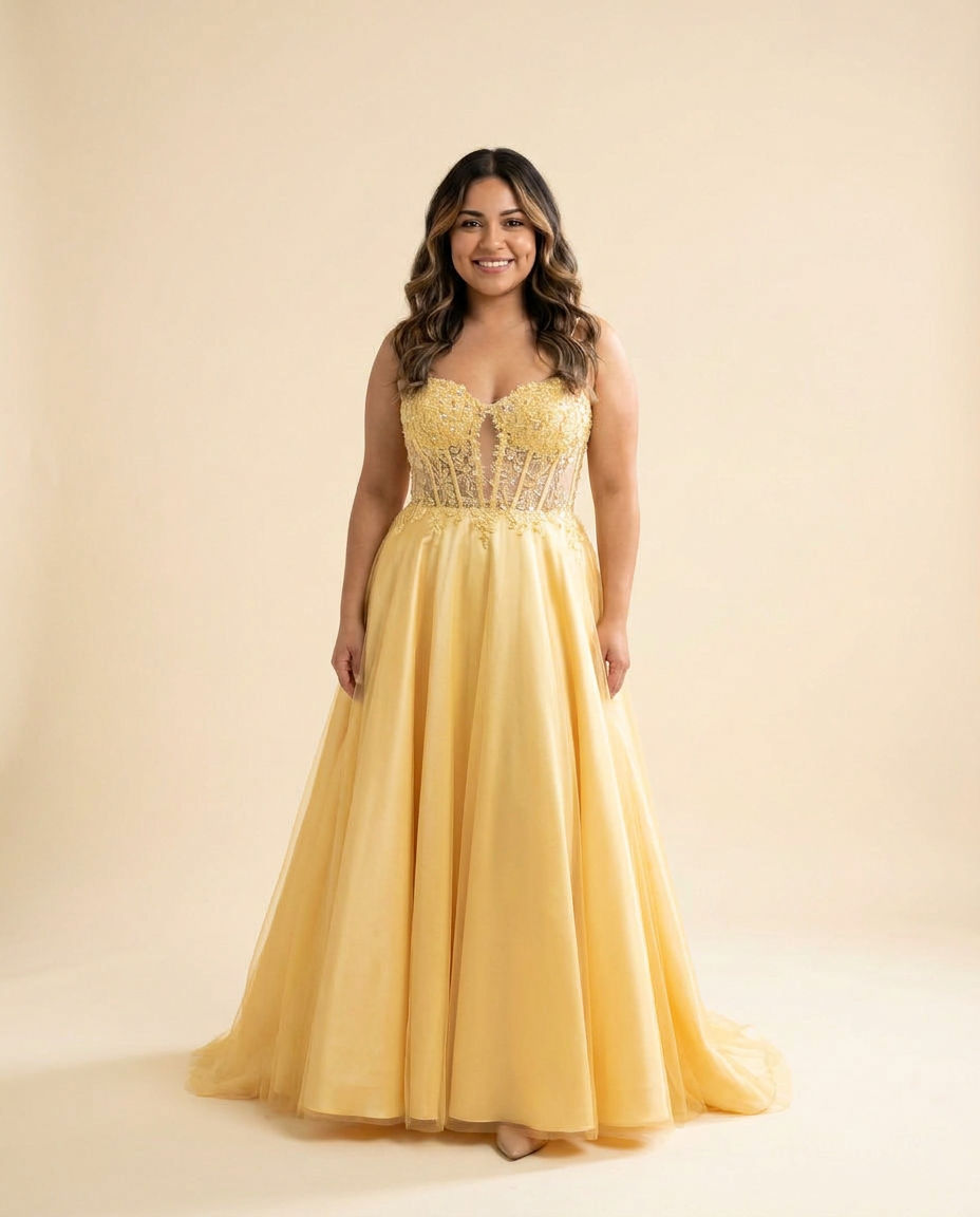 Robe Corset En Mikado Jaune