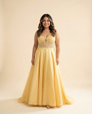 Robe Corset En Mikado Jaune