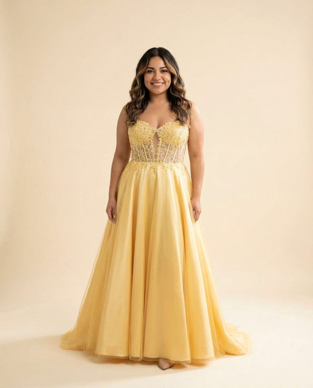 Robe Corset En Mikado Jaune