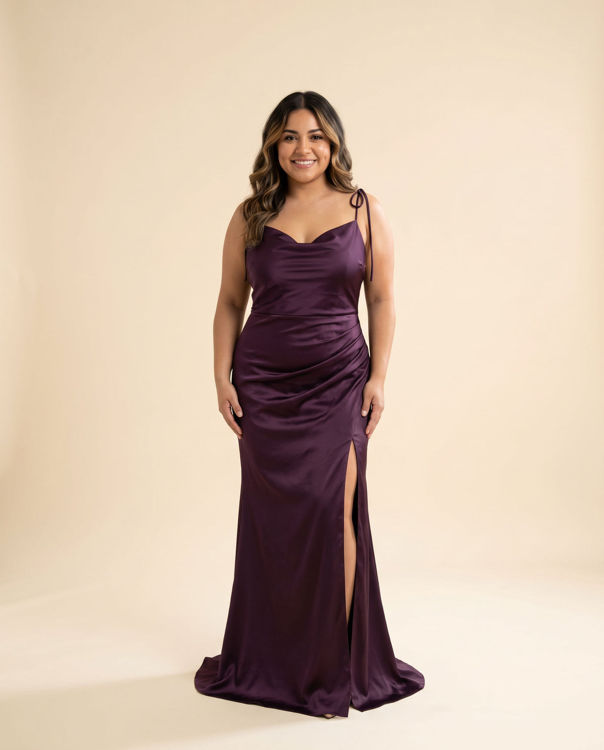 Robe Satinée Aubergine