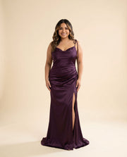 Robe Satinée Aubergine