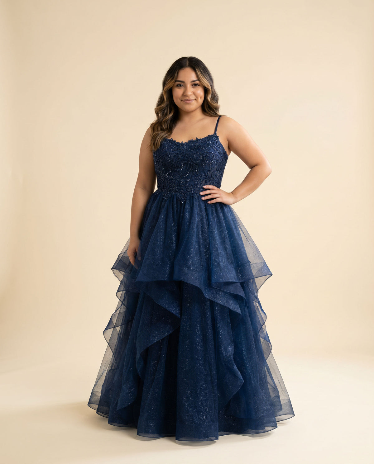 Robe À Volants Bleu Marin