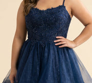 Robe À Volants Bleu Marin