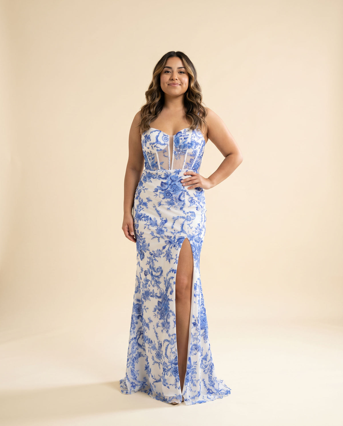 Robe Avec Imprime Ivoire/Bleu