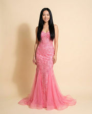 Lace Mermaid Gown Pink