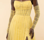 Robe bustier avec manches Jaune