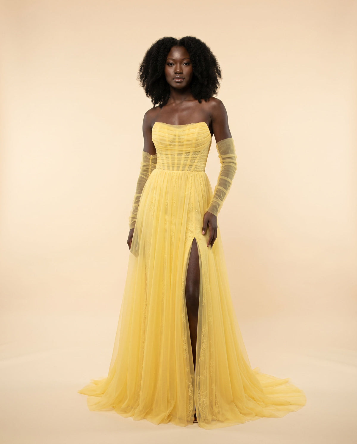 Robe bustier avec manches Jaune