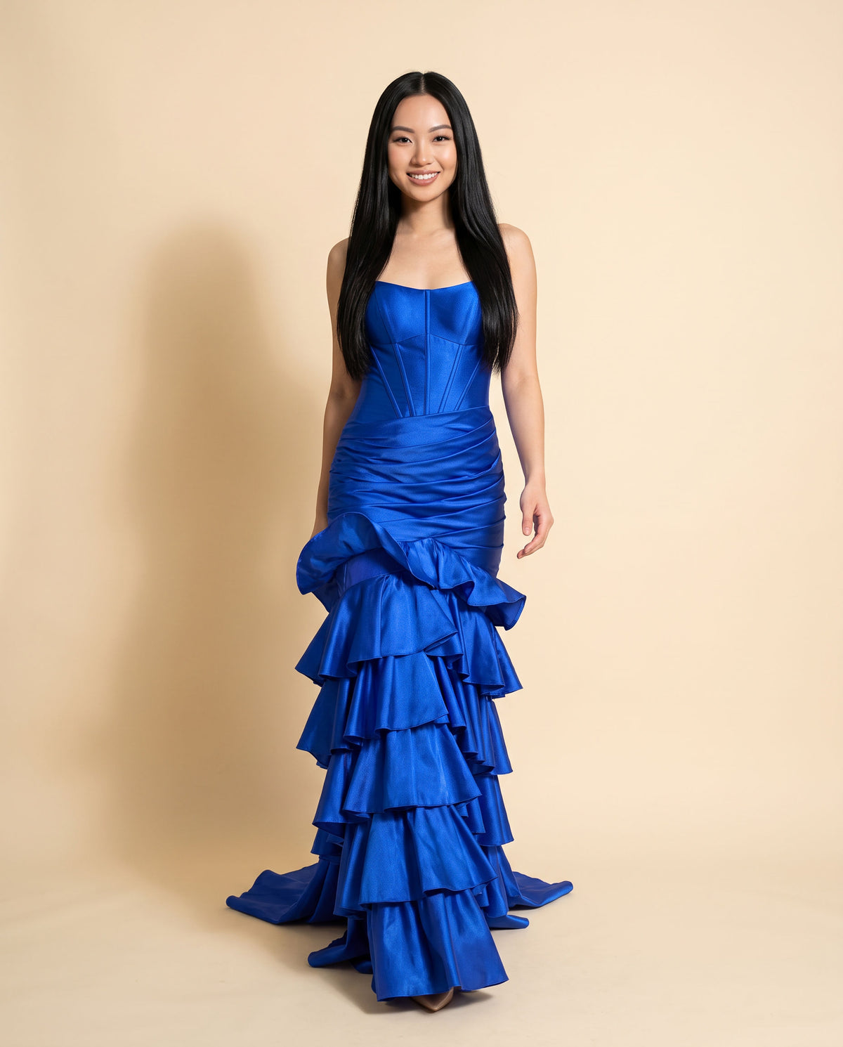 Robe Corset Ajustée À Volants Noire