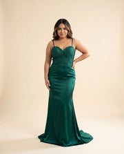 Robe En Satin Émeraude