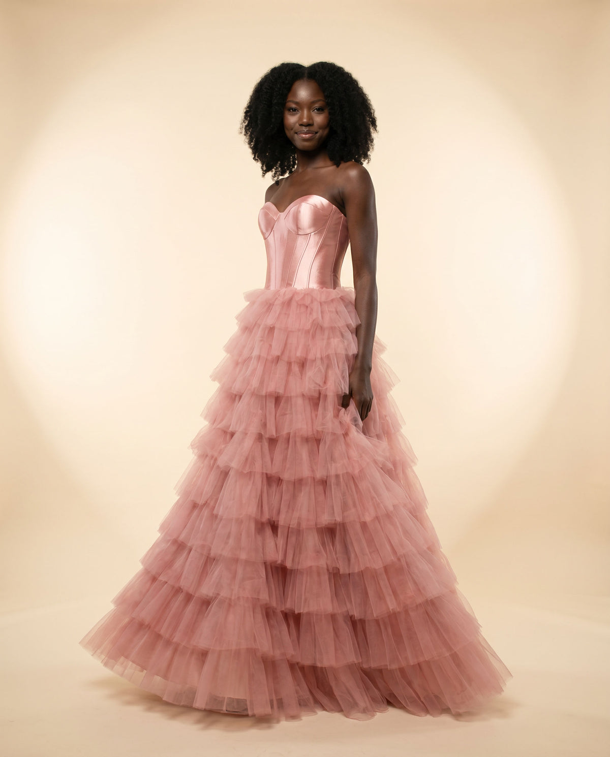 Robe Bustier à étages Blush