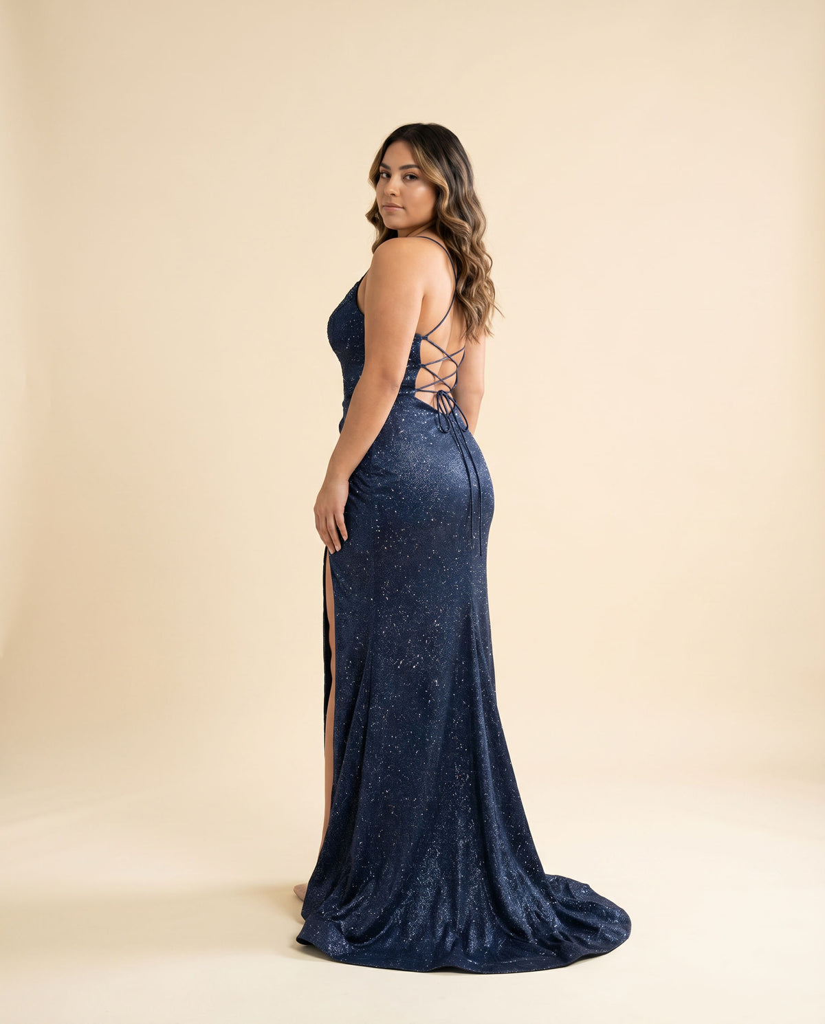 Robe Corset Scintillante Marine