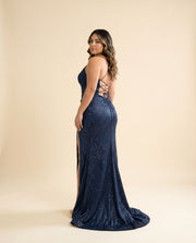 Robe Corset Scintillante Marine