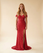 Robe Corset Brillante Rouge