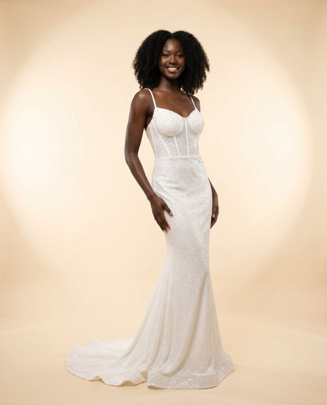 Robe Emeraude À Corset Scintillante