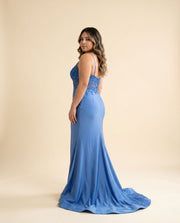 Robe ajustée en jersey Bleu spacial