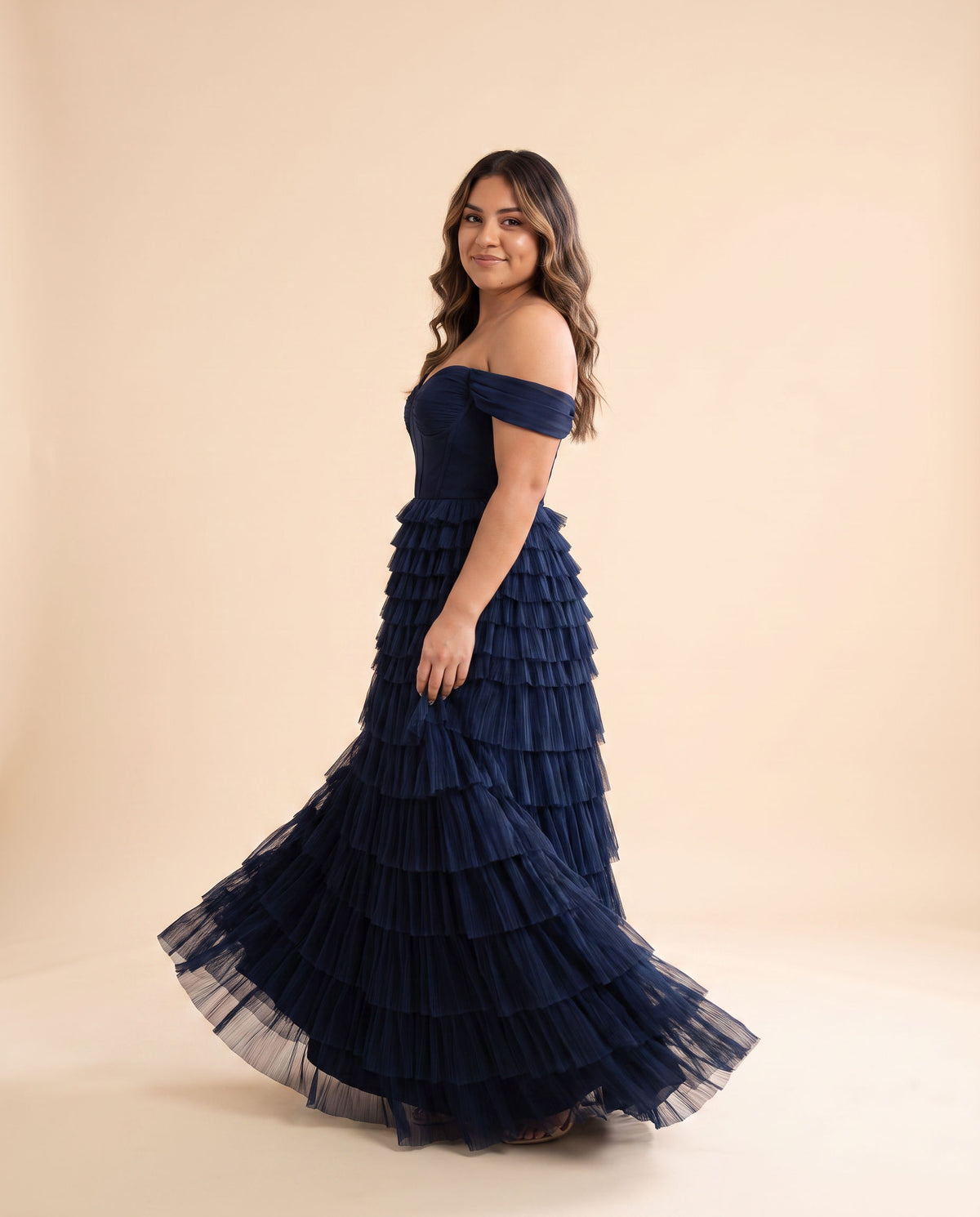 Robe Corset En Tulle Fleurie Marine