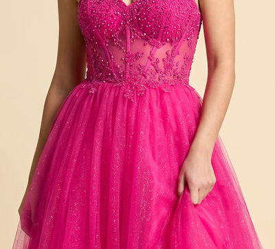 Robe Princesse Avec Corset Rose Flamboyant