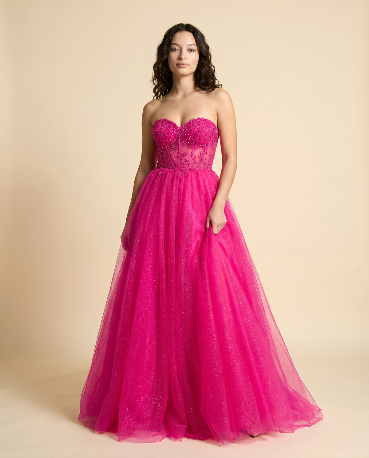 Robe Princesse Avec Corset Rose Flamboyant