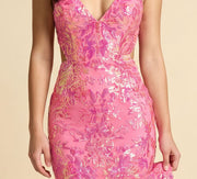 Robe À Dos Ouvert Rose Vif