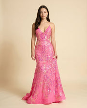 Robe À Dos Ouvert Rose Vif