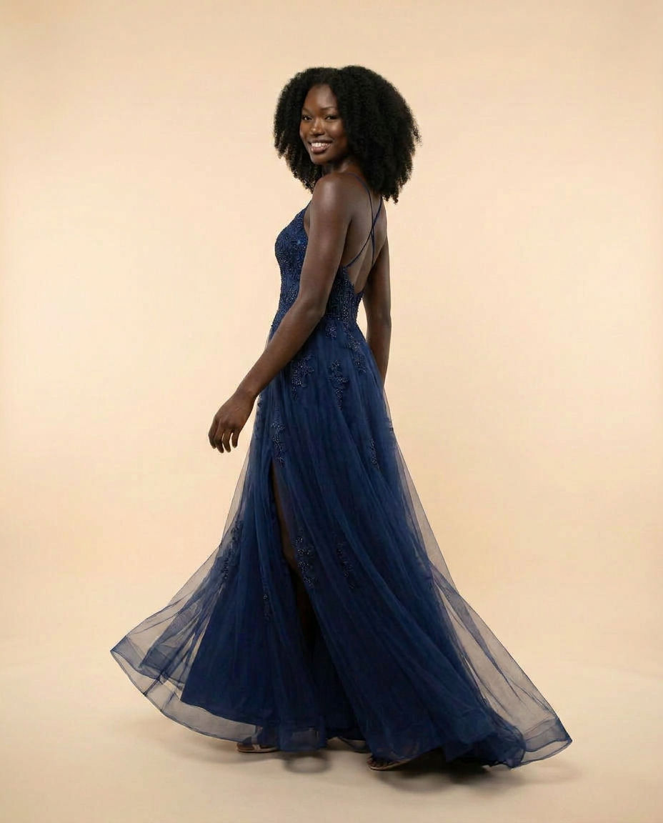 Robe Dos Ouvert Marine