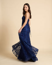 Robe À Broderies Marine