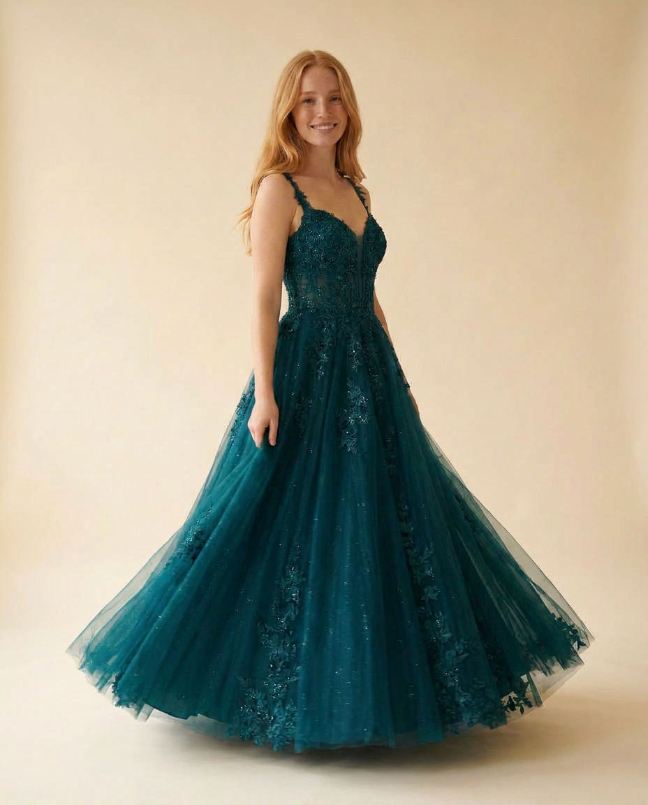 Robe Dentelle Sarcelle