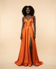 Robe En Satin Corset Orange