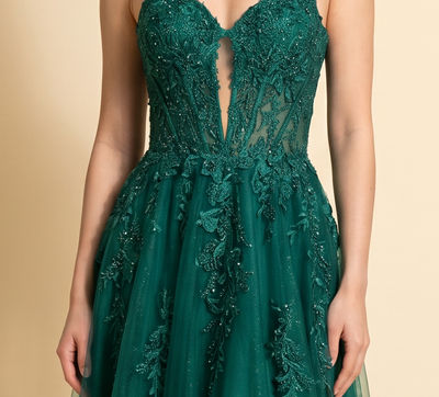 Robe Scintillante Corset Émeraude