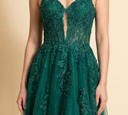 Robe Scintillante Corset Émeraude