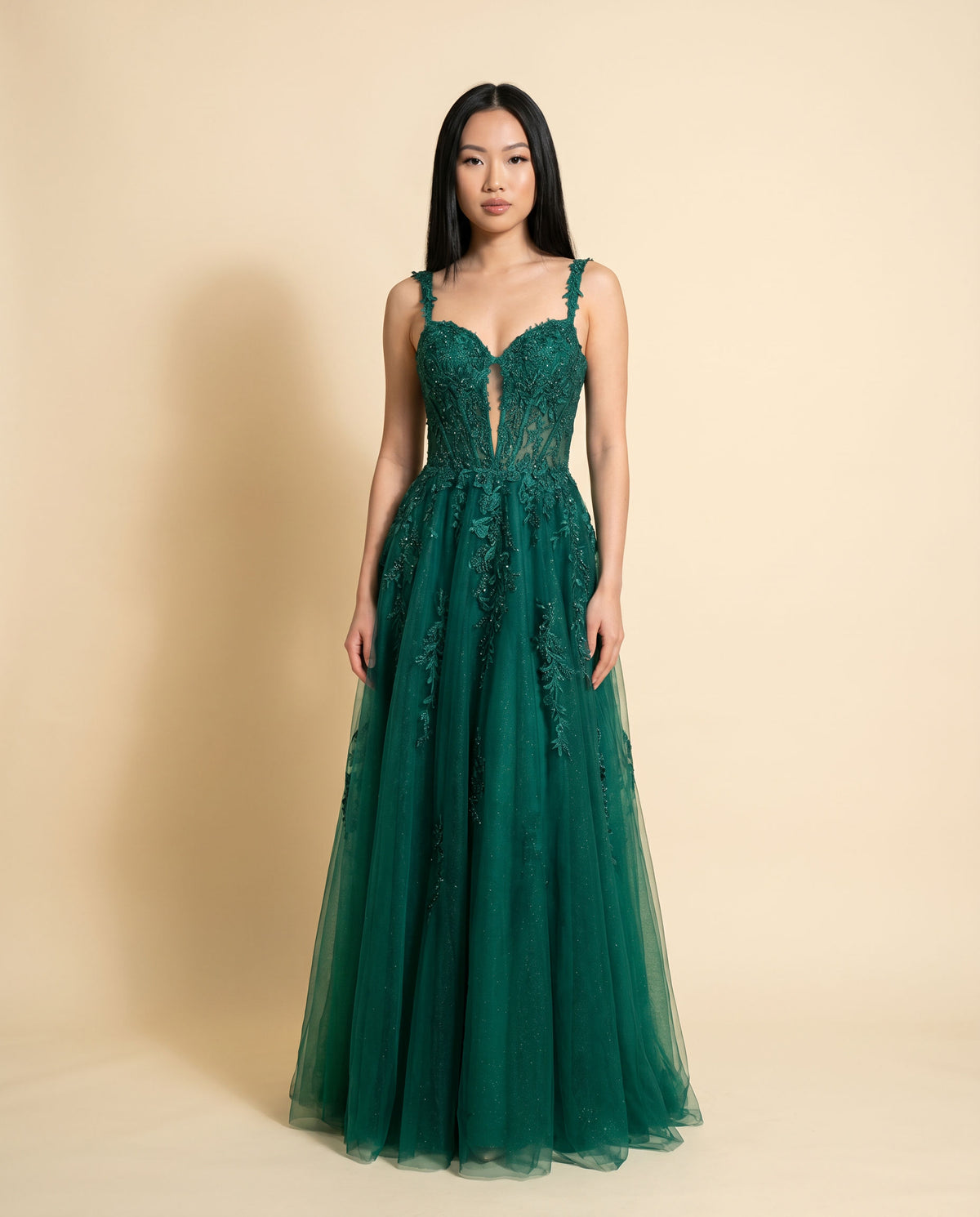 Robe Scintillante Corset Émeraude