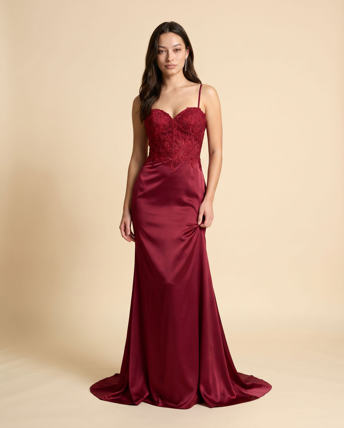 Robe En Satin Bourgogne