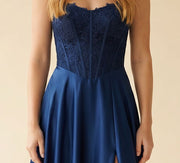 Robe Corset Et Satin Marine