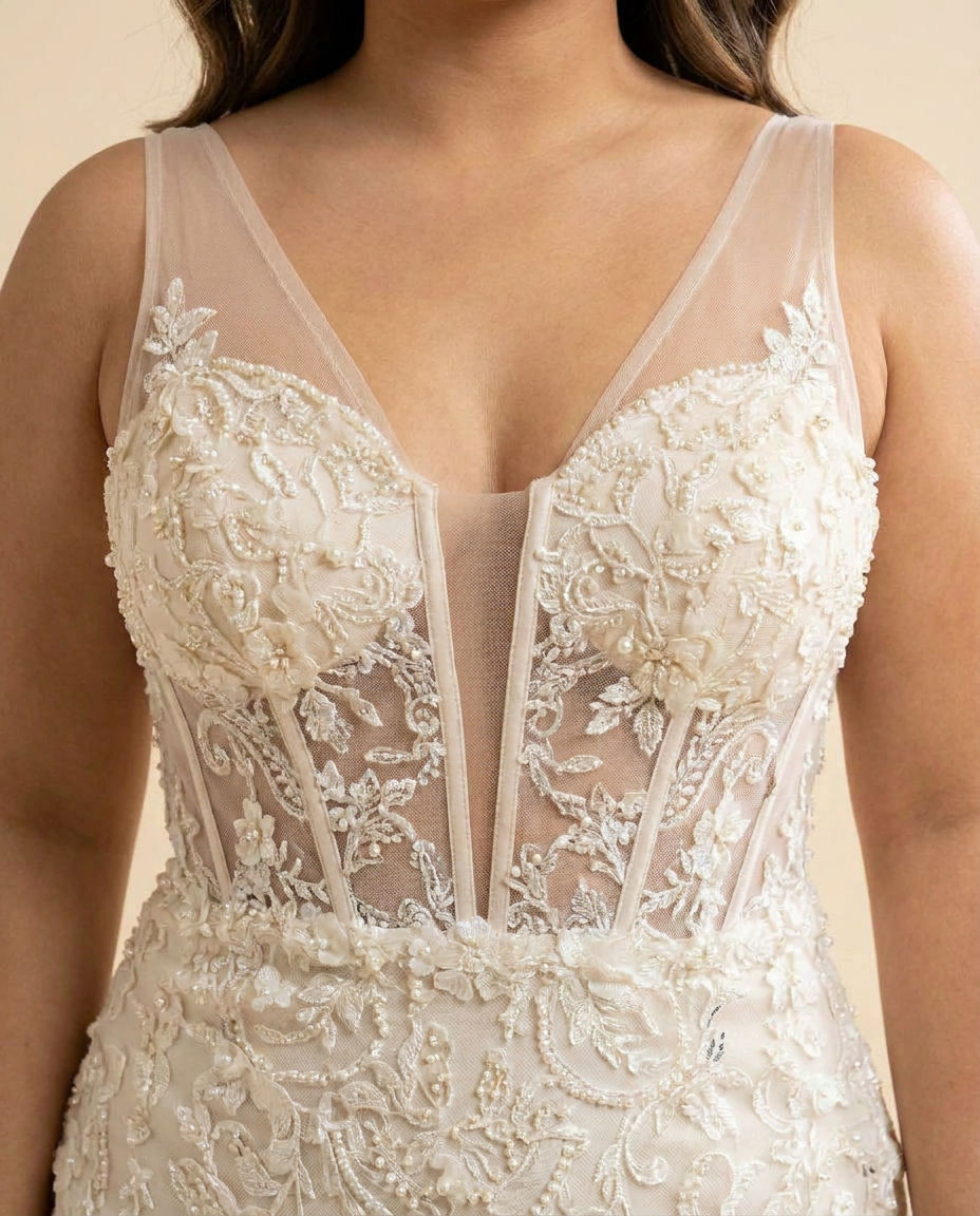 Robe Corset Avec Fente Ivoire Brillante