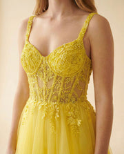 Robe à Volants Jaune