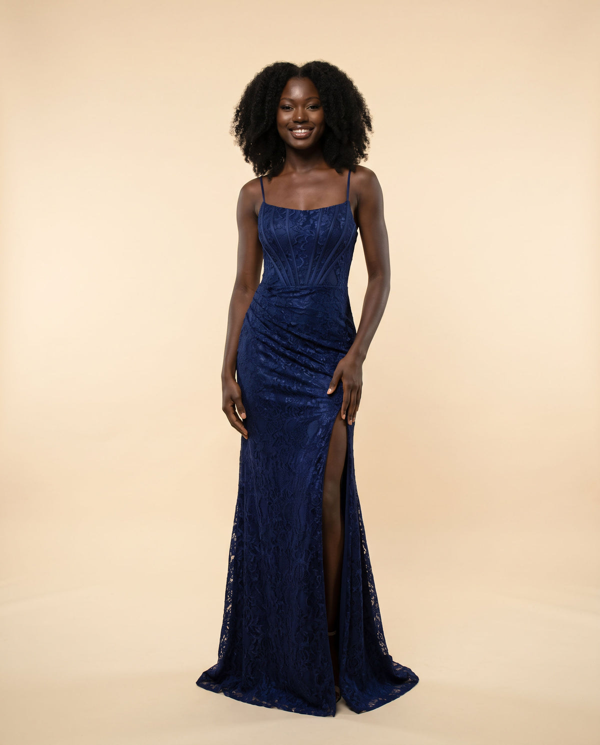 Robe Corset Et Dentelle Marine
